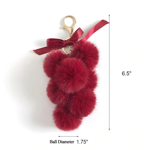 Bunch of Grapes Faux Fur Pom Pom Keychain/Bag Charm NWT - Picture 7 of 7